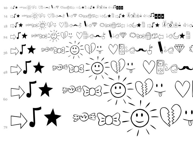 Bella K. Dings Are Cool font waterfall